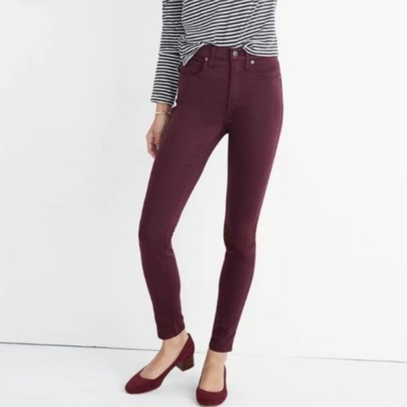 Madewell 9" High Rise Skinny Pants in Maroon - Picture 1 of 5